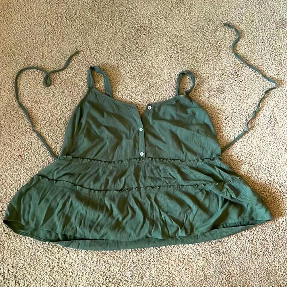 Olive tie back tank top